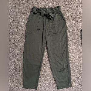 Olive green pants.